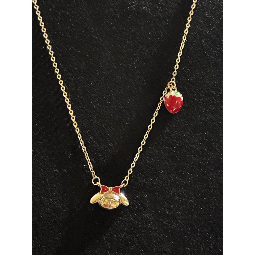 My Melody Strawberry Necklace 925 Silver 18K Rose Gold•Necklaces Pendant Jewelry